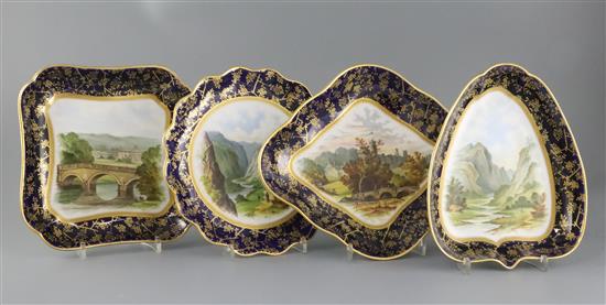 A Wedgwood bone china topographical seventeen piece dessert service, c.1880,